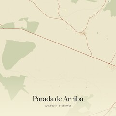 Retro Spanish map of Parada de Arriba, Castilla y Le�n. Vintage street map.