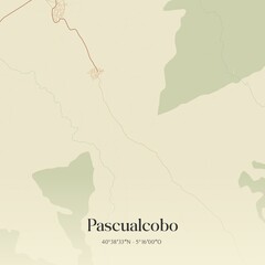 Retro Spanish map of Pascualcobo, Castilla y Le�n. Vintage street map.