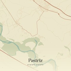 Retro Spanish map of Pastriz, Arag�n. Vintage street map.
