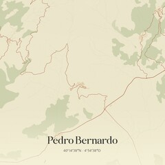Obraz premium Retro Spanish map of Pedro Bernardo, Castilla y Le�n. Vintage street map.