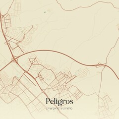 Retro Spanish map of Peligros, Andaluc�a. Vintage street map.