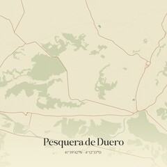 Retro Spanish map of Pesquera de Duero, Castilla y Le�n. Vintage street map.