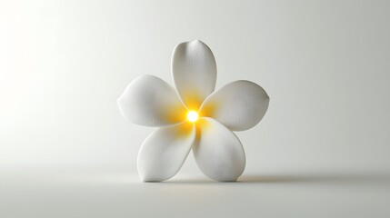 Glowing White Plumeria Flower Minimalist 3D Render