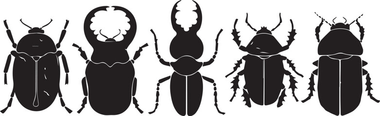 A set of insects silhouettes for flat design. Hand drawn vector illustration