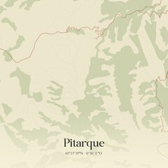 Retro Spanish map of Pitarque, Arag�n. Vintage street map.