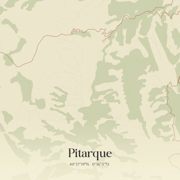 Retro Spanish map of Pitarque, Arag�n. Vintage street map.