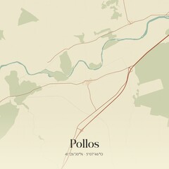 Retro Spanish map of Pollos, Castilla y Le�n. Vintage street map.