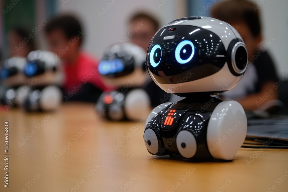 Poster educational robotics workshop focuses on interactive technology for children in a classroom