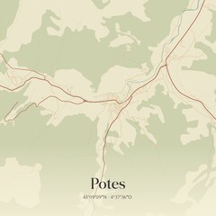 Obraz premium Retro Spanish map of Potes, Cantabria. Vintage street map.