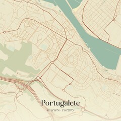 Obraz premium Retro Spanish map of Portugalete, Pa�s Vasco. Vintage street map.