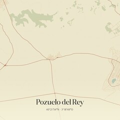 Retro Spanish map of Pozuelo del Rey, Comunidad de Madrid. Vintage street map.