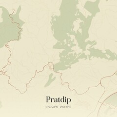 Fototapeta premium Retro Spanish map of Pratdip, Catalu�a. Vintage street map.