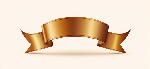 A gold-colored Christmas ribbon with a shadow, designed as a holiday wrapping element template.