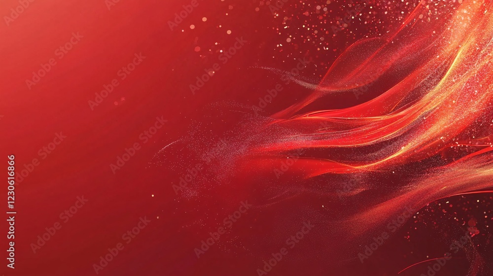 Wall mural a stunning abstract design featuring flowing red waves and shimmering particles, evoking passion and
