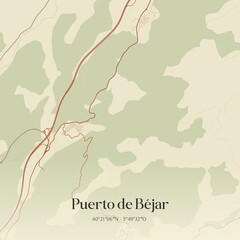 Fototapeta premium Retro Spanish map of Puerto de B�jar, Castilla y Le�n. Vintage street map.