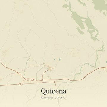 Retro Spanish map of Quicena, Arag�n. Vintage street map.