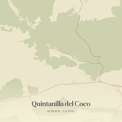 Fototapeta premium Retro Spanish map of Quintanilla del Coco, Castilla y Le�n. Vintage street map.