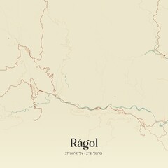 Retro Spanish map of R�gol, Andaluc�a. Vintage street map. © Rezona