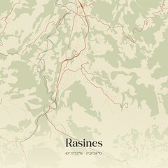Retro Spanish map of Rasines, Cantabria. Vintage street map.