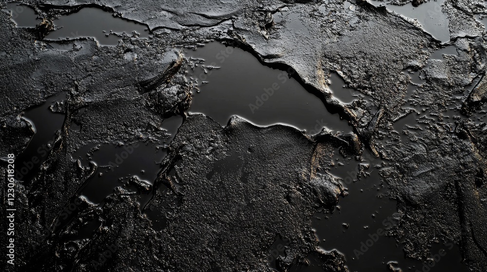 Poster a captivating dark textured surface showcasing a blend of liquid and solid elements. the interplay o