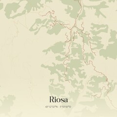 Obraz premium Retro Spanish map of Riosa, Principado de Asturias. Vintage street map.