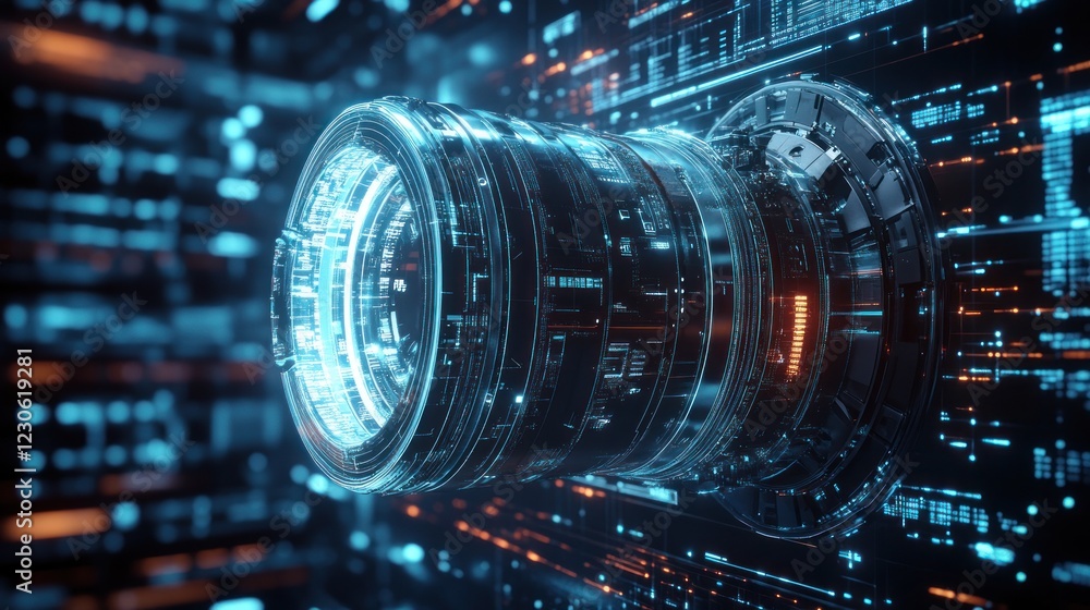 Poster futuristic digital core engine technology display