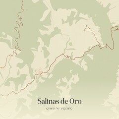 Obraz premium Retro Spanish map of Salinas de Oro, Comunidad Foral de Navarra. Vintage street map.
