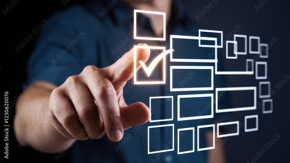 Poster digital checklist: completing tasks and achieving goals