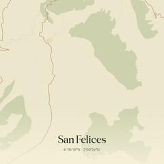 Retro Spanish map of San Felices, Castilla y Le�n. Vintage street map.