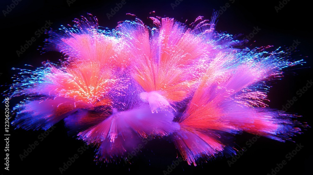 Poster vibrant explosion of colorful light in shades of pink and blue, creating a dynamic and energetic vis