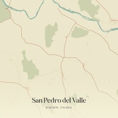 Obraz premium Retro Spanish map of San Pedro del Valle, Castilla y Le�n. Vintage street map.