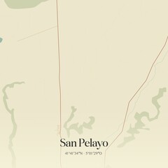 Retro Spanish map of San Pelayo, Castilla y Le�n. Vintage street map.