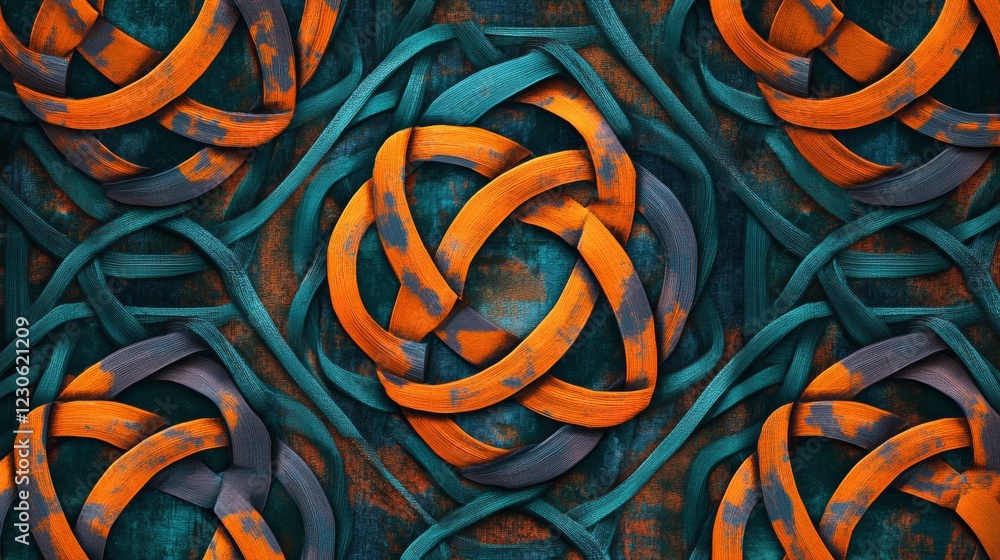 Poster vibrant abstract pattern with intertwined shapes and textures