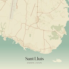 Obraz premium Vintage map of Sant Lluis, Spain.