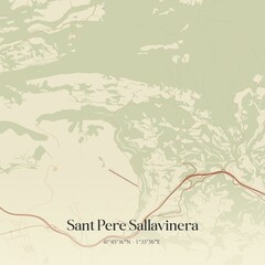 Retro Spanish map of Sant Pere Sallavinera, Catalu�a. Vintage street map.