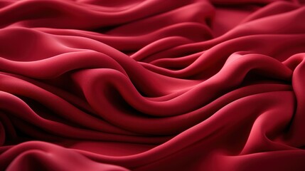 Obraz premium Luxurious Red Silk Fabric with Elegant Folds and Waves. High-Quality Textile Background for Fashion, Interior Design, and Creative Projects