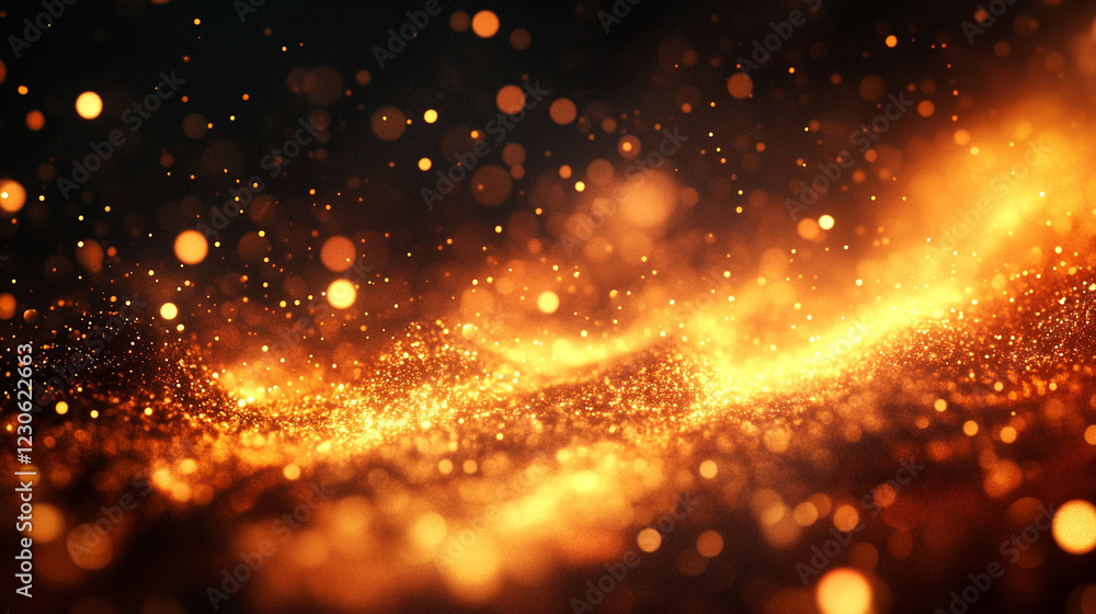 Poster abstract glowing particle lines and bokeh on dark backdrop conveying futuristic technology concept w