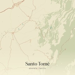 Retro Spanish map of Santo Tom�, Andaluc�a. Vintage street map.