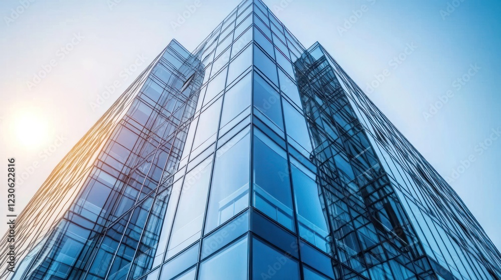 Poster modern glass skyscraper building architecture design