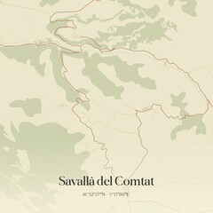 Obraz premium Retro Spanish map of Savall� del Comtat, Catalu�a. Vintage street map.