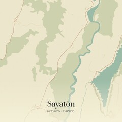 Retro Spanish map of Sayat�n, Castilla-La Mancha. Vintage street map.