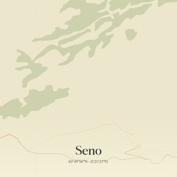 Retro Spanish map of Seno, Arag�n. Vintage street map.