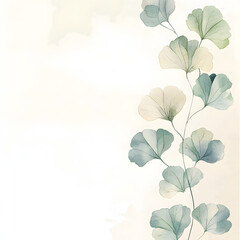 Fern Leaf watercolor banner, Rustic romantic style, Floral design frame, Can be used for cards, wedding invitations, The colors have a freshness feel simple watercolor.