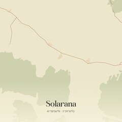 Retro Spanish map of Solarana, Castilla y Le�n. Vintage street map.