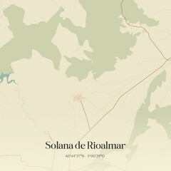 Obraz premium Retro Spanish map of Solana de Rioalmar, Castilla y Le�n. Vintage street map.