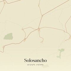 Retro Spanish map of Solosancho, Castilla y Le�n. Vintage street map.