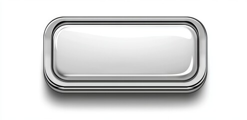 Template for a rectangular button with a clear, white, glossy metallic shape.