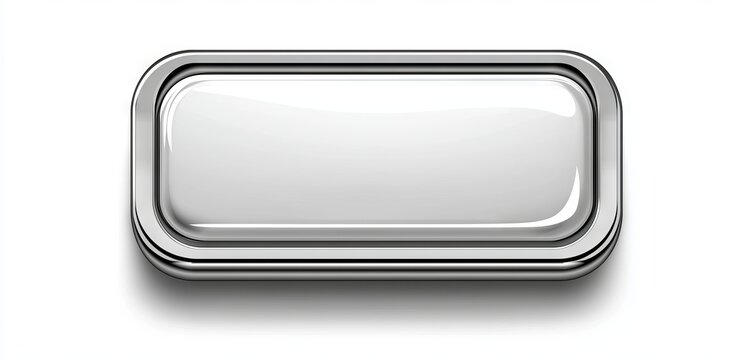 Template for a rectangular button with a clear, white, glossy metallic shape.