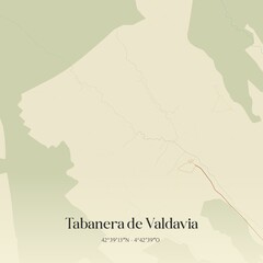 Retro Spanish map of Tabanera de Valdavia, Castilla y Le�n. Vintage street map.