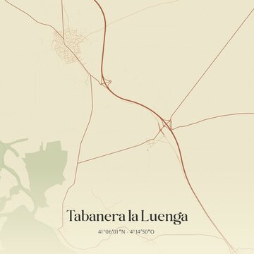 Retro Spanish map of Tabanera la Luenga, Castilla y Le�n. Vintage street map.